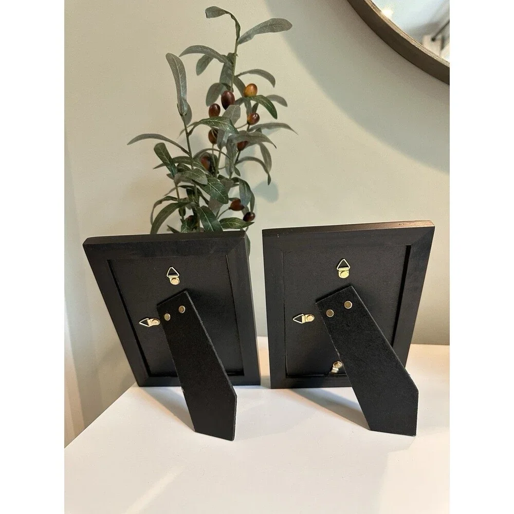 Black Solid Wood 4x6 Photo Frames - Set of 2 Classic Tabletop